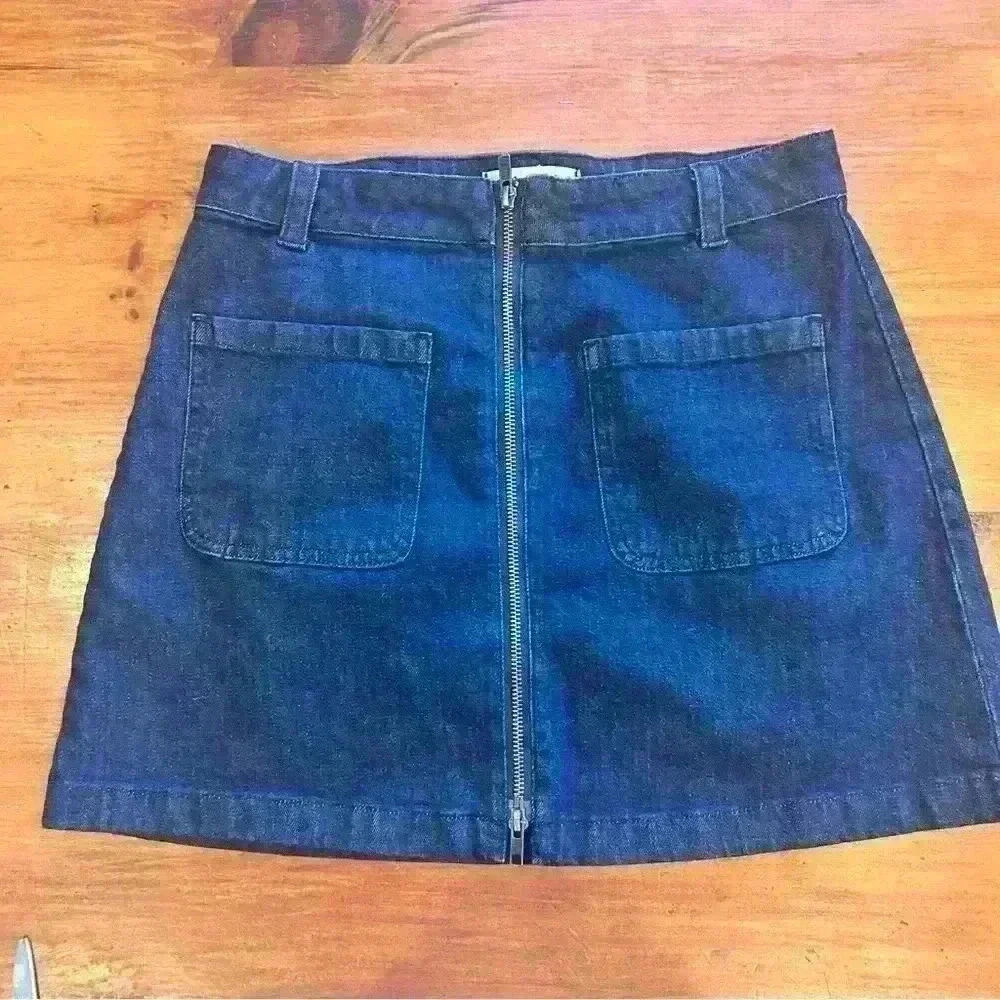 Madewell Denim Zip Up Mini Skirt Blue Size 29 Medium/Dark Wash Front Pocket